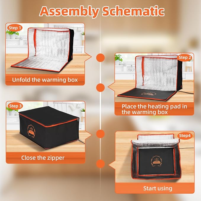 Bread Proofing Box Used to Provide Sufficient Temperature for Bread Proofing, Proofing Box Consists of Sourdough Bread Proofing Mat and Thermal Insulation Box, Suitable for Half Size Baking Sheet Pan