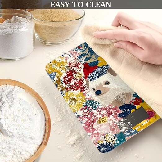 Food Scale Kitchen Scale Food Weight Scales Digital Weight Grams and Ounces Small Electronic Food Scale for Baking Cooking Garden Flowers Hedgehogs Colorful