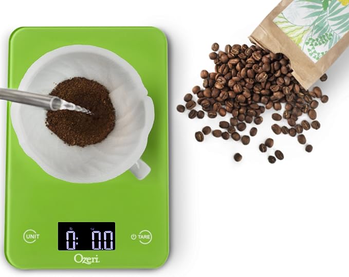 Ozeri Touch Professional Tempered Glass Digital Kitchen Scale, Lime Green