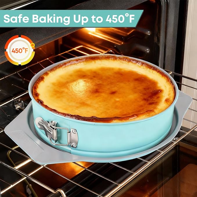 10 Inch Springform Pan - Groove-Seal Design Prevents Batter Leaks, No Foil Needed, Nonstick Cheesecake Pan with Removable Tray & Handles, Aluminized Steel, PFOA-Free for Cheesecake, Mousse
