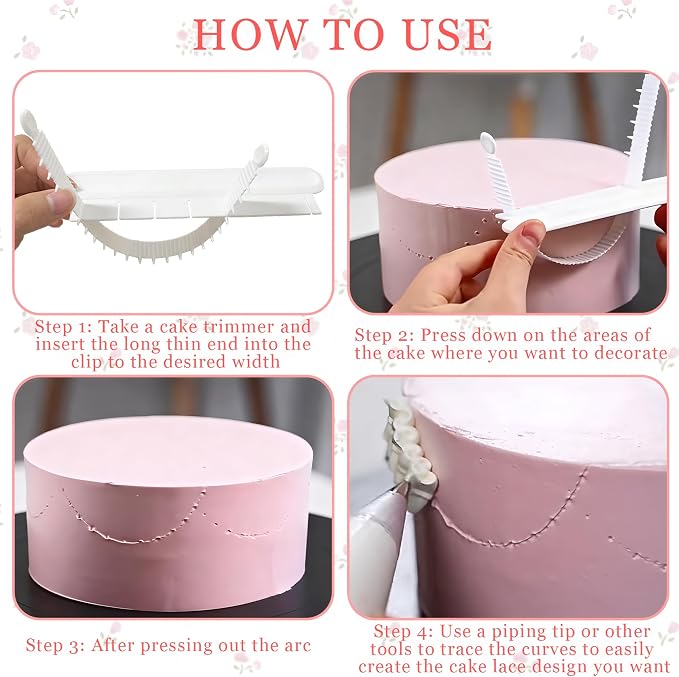 4PCS Cake Arch Guide Tool,Adjustable Fondant Cake Arc Ruler for Cake Baking | Decorative Marking Divider Aid,Pastry Decorating Supplies for Home Kitchen Bakeries Practical Swag Guide Gadgets Accessories