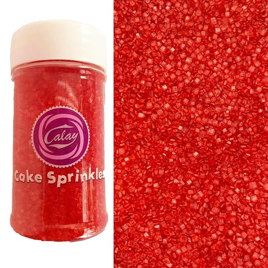 Sentovac Red Sanding Sugar for Baking Edible Sparkling Coarse Sugar Crystals Sprinkles for Baking Topping Cake Cookie Cupcake Topper Ice Cream Decoration Supplies 3.2 OZ