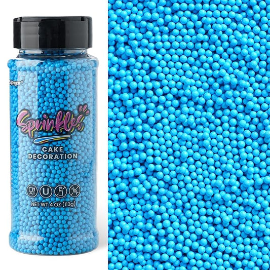 Blue Nonpareils Sprinkles, Sujoygar 4oz Edible Cake Sprinkles for Ice Cream Toppings Cupcake Chocolate Decoration, Wedding Party Cookies Baking Dessert Food Supplies