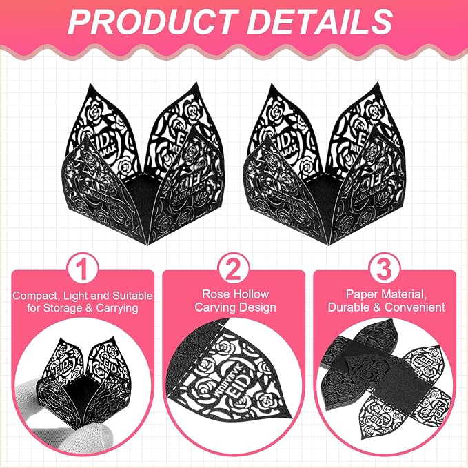 uxcell 25 PCS Truffle Wrappers 0.43x0.43 Inch Square Cupcake Liners Baking Wrappers Hollow Out Paper Dessert Cups for Wedding Birthday Black