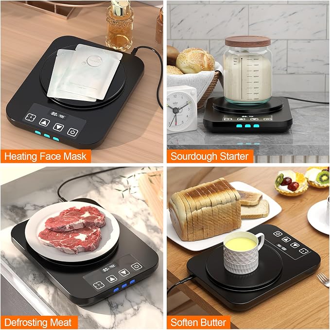 Sourdough Starter Warmer Mat - 24H Timer - Precise 1°F Thermostat Control (70-110°F) - Smart Memory Warming On/Off - Warming Heating Pad for Sour Dough Starter (Black)