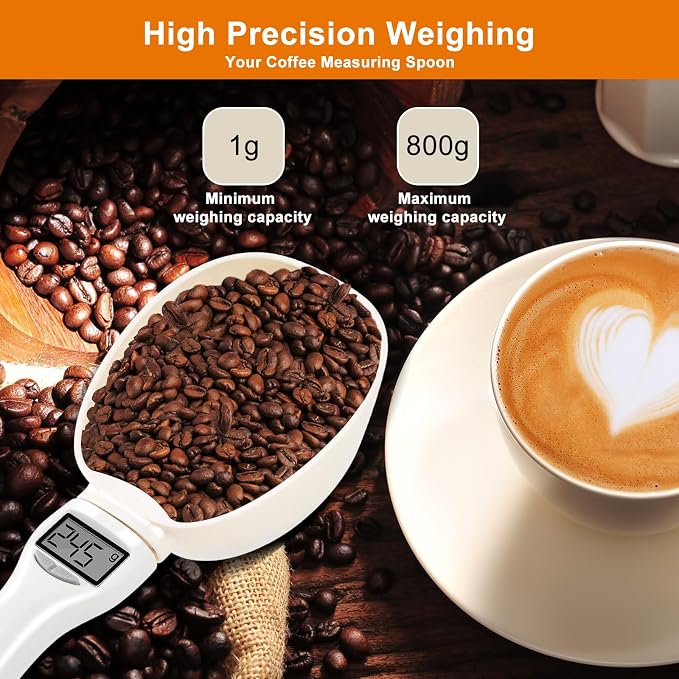 Digital Measuring Spoon, Weighing Food Measuring Scoop Scale, LCD Electronic Food Scale for Kitchen Gadget, Baking Cooking Coffee, Pet Dog Cat Food, High Precision Grams Measuring Cup, Mom Dad Gifts