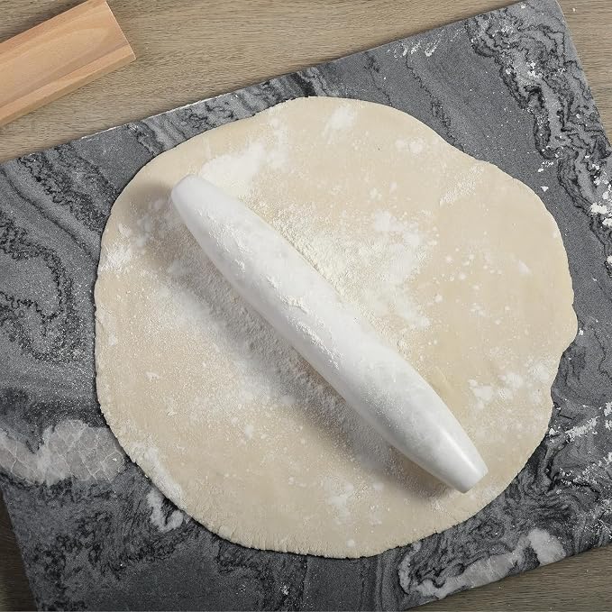 Koville African Natural Marble French Rolling Pin, 12inch Non-Stick Rolling Pin for Baking, Dough Roller for Pasta, Dumpling, Fondant, Pie, Bread, Pizza, Kitchen Baking Tools(Namib Fantasy)