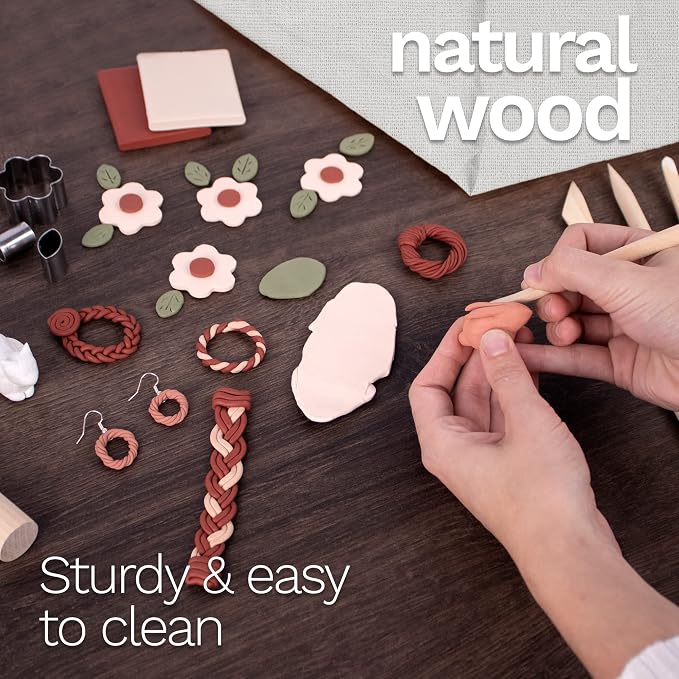 DAS� Clay Modelling Tools, Natural Wood, 2 Assorted Pieces, 1 Set