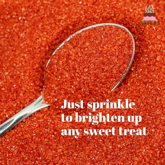 Red Sanding Sugar Sprinkles for Baking, 7 oz - 198g. Edible Sparkling Sugar Crystals for Cakes, Cupcakes, Cookies, Ice Cream & Desserts, Decorative Sugar for Holiday and Party Treats