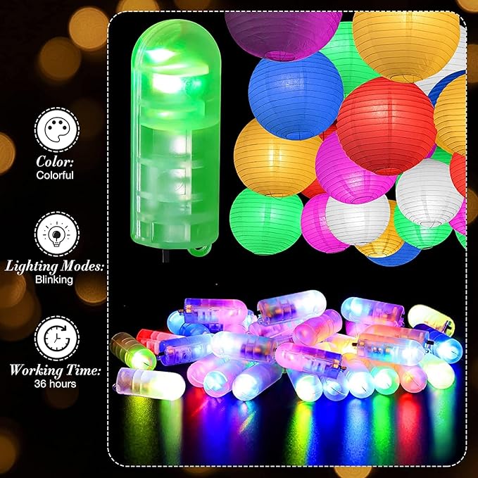 Yizhet LED Balloon Lights, 30 Pcs Multicolor Lantern Light With Switch, Mini LED Lights for Paper Lantern, Christmas, Wedding, Party, Birthday