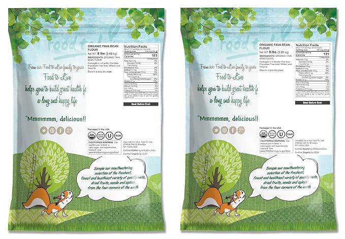 Food to Live Organic Fava Bean Flour, 16 Pounds – Non-GMO, Finely Ground, Pure, Raw, Vegan, Bulk. Good Source of Protein & Fiber. Highly Nutritious. Great for Baking Bread, Pizza and Home Made Pasta