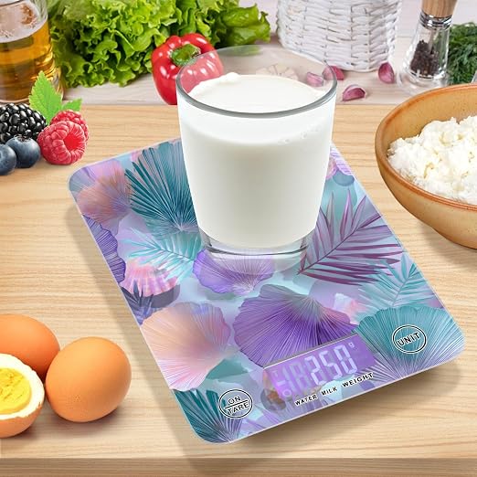Food Scale Kitchen Scale for Baking Cooking Digital Food Weighing Measuring Scale Small Waterproof Electric Food Scale Shells Leaves Blue Green