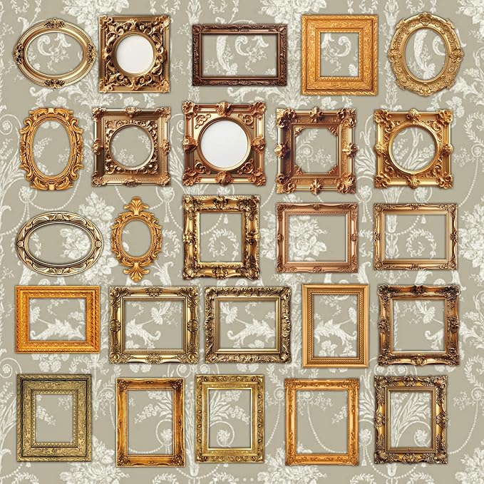 100 Pcs Vintage Frame Stickers Metallic | Scrapbooking Stickers for Journals, Planners, Junk Journals, Wedding Albums | Scrapbook Supplies & Decorations