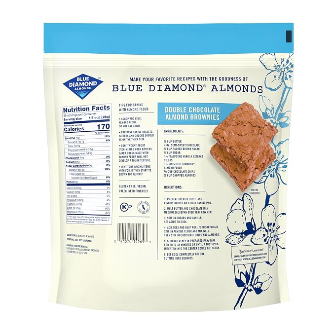 Blue Diamond Almonds Almond Flour, Gluten Free, Blanched, Finely Sifted, 48 oz
