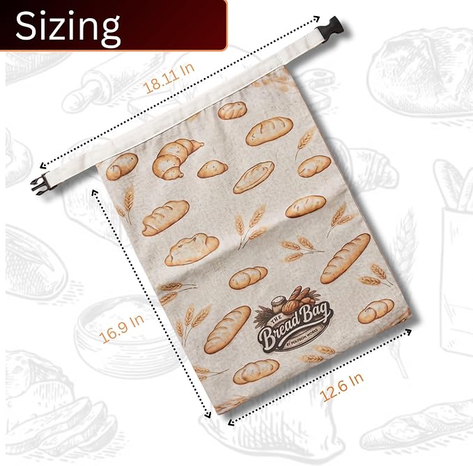 2 Pack Organic Reusable Bread Bag Beeswax Lining With Bowl Cover, Linen Bread Bag, Freshness Preservation, For Homemade Bread, Sourdough, Brioche. Durable & Made With Natural Materials.
