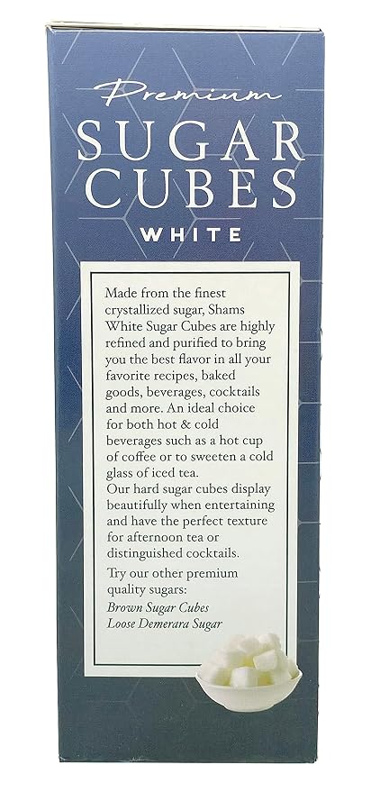 Shams Kosher Sugar Cubes – White Pure Cane Sugar Cubes, Non-GMO, Vegan, Certified Kosher, Sugar Cubes for Coffee, Cocktails, Tea 17.6 Ounce