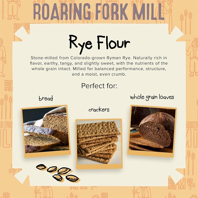 Stone-Milled Rye 00 Flour – USDA Organic & Regenerative Organic Certified Ancient Grain Wheat – Mild Nutty Flavor, Excellent Extensibility for Bread, Pastries & Baking