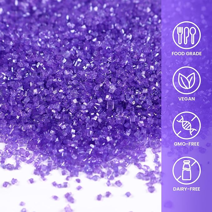 Purple Sprinkles for Cake Decorating, 4.02oz Purple Sanding Sugar Sprinkles, Edible Glitter Sprinkles for Cupcake Toppers Baking Drinks Cookie Ice Cream Dount Chocolate