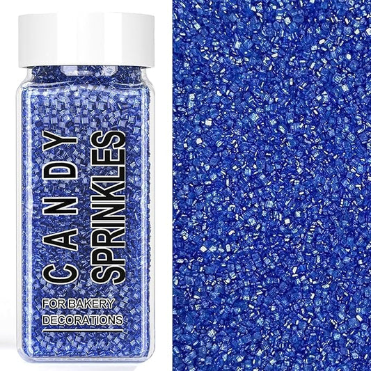 Blue Sprinkles, Blue Sanding Sugar Crystals, 4.6 oz Edible Sparkling Sugar for Baking Topping, Cupcakes, Cookies, Ice Cream & Cake Decorating, Wedding Party Christmas 4th of July Supplies
