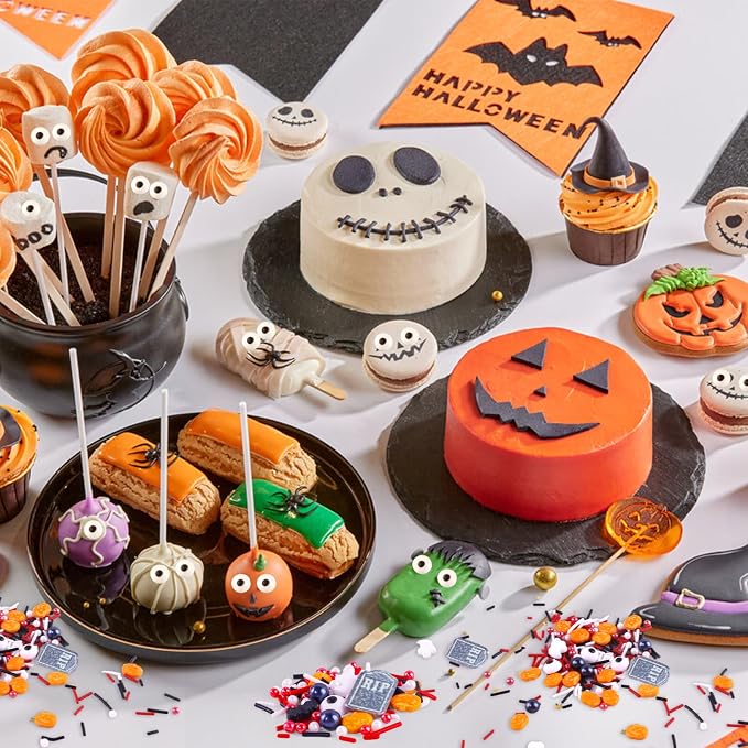 Candy Eyeballs Halloween Sprinkles Edible Eyes for Decorating Pumpkin Ghost Tombstones Sprinkle Candy Eyes Edible Eyeball Sprinkle Sugar Pearls Cake Decorations for Halloween Cupcakes Cookie 3.5 Oz