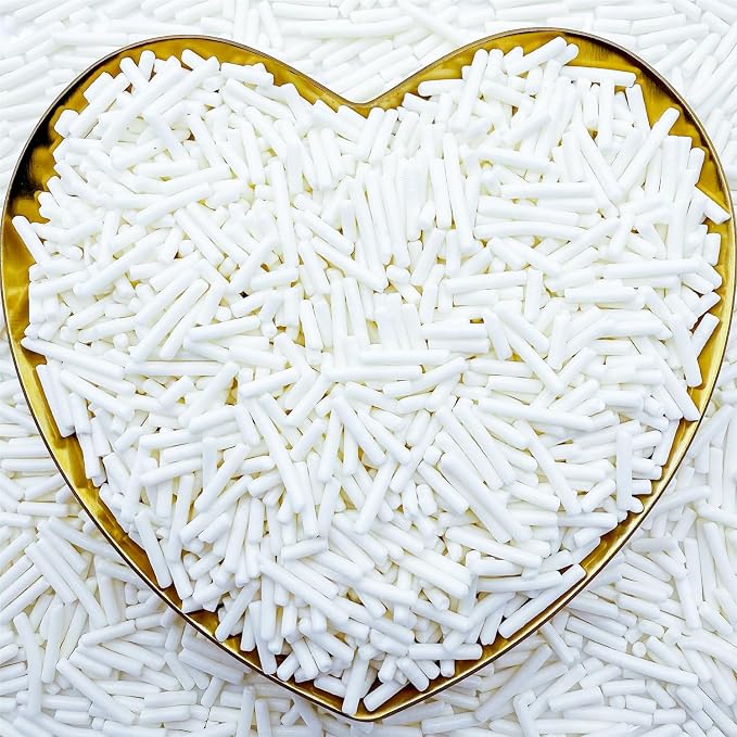 CandiJumpin White Jimmy Sprinkles, White Sprinkles for Cake Decorating Edible Cake Jimmies Edible Crunchy Jimmies Ice Cream Toppings, Baby Shower Party Wedding Christmas Supplies 3 OZ