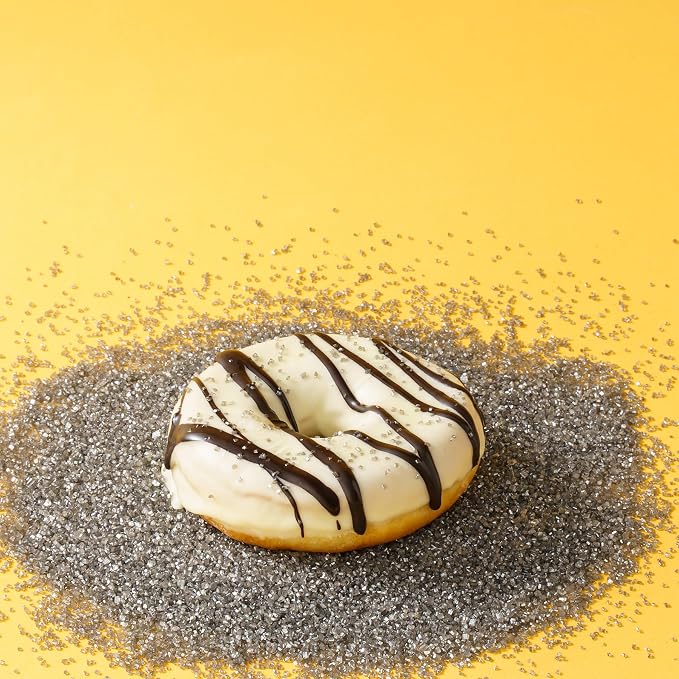 Sujoygar Silver Sanding Sugar Sprinkles, 5oz Edible Silver Grey Sugar Crystals for Cocktails, Cake Sprinkles for Chocolate Ice Cream Toppings Cupcake Decoration Wedding Party Cookies Baking Dessert Food Supplies