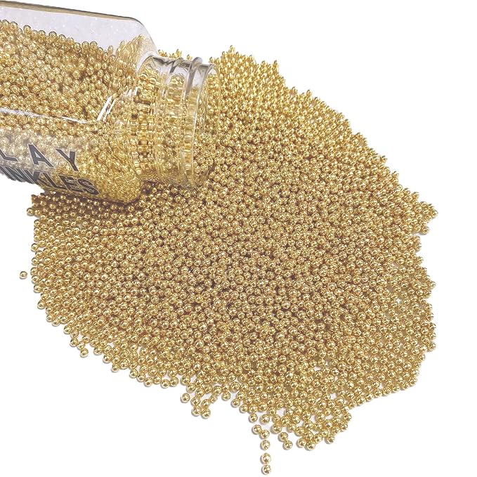 Sentovac Gold Nonpareils Sprinkles Edible 2mm Mini Pearls Cake Decorating Sugar Candy Cookie Cake Cupcake Topper Ice Cream Baking Decorations Halloween Christmas Valentines Wedding Supplies
