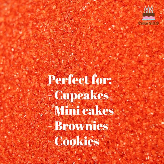 Red Sanding Sugar Sprinkles for Baking, 7 oz - 198g. Edible Sparkling Sugar Crystals for Cakes, Cupcakes, Cookies, Ice Cream & Desserts, Decorative Sugar for Holiday and Party Treats