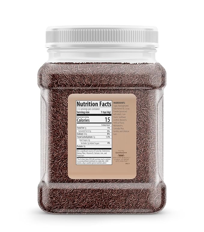 Unpretentious Chocolate Sprinkles, 4 Cups, Made with Real Cocoa, Decorative Dessert Topping