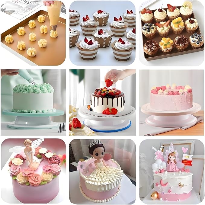 Cake Decorating Kit, 248 Pcs Baking Supplies (Blue) | Cake Turntable, Leveler, 24 Numbered Icing Tips, 2 Spatulas, 3 Scrapers, 50 Cupcake Liners, 100 Pastry Bags & More