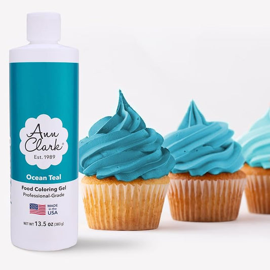 Ann Clark Ocean Teal Food Coloring Gel Extra Large 13.5 oz Professional Grade Made in USA