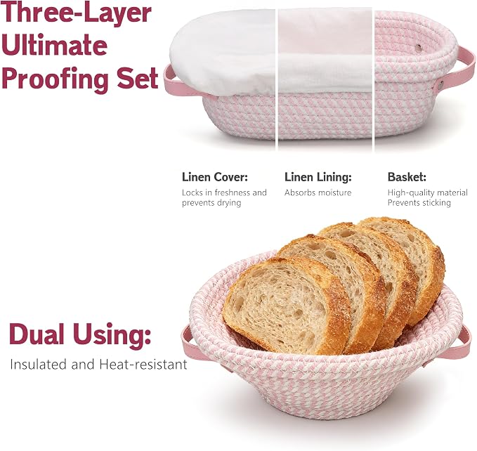 Sourdough Starter Kit with 2 Proofing Baskets (Oval & Round) & Sourdough Starter Jar, Complete Sourdough Bread Baking Supplies for Artisan Bread Ideal Gift for Women Mom Wife Bakers