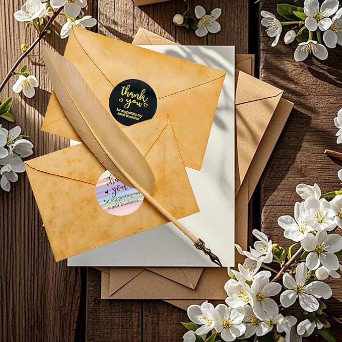 Thank You Stickers Rolls 1.5 Inch - 1000 Pcs Personalized Thank You for Supporting My Small Business Stickers Labels for Baking Envelope Seals Custom Sticker Tags for Wedding Birthday Party Gift Wrap