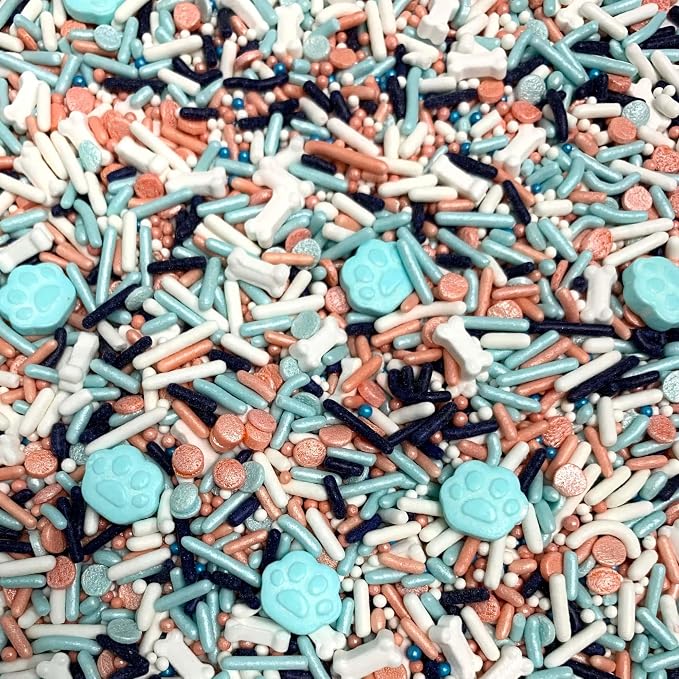 COOL MOM SPRINKLES Blue Dog Paw Sprinkles (4 oz.) – Bluey Themed Birthday Sprinkles for Decorating Cakes, Cupcakes, Cookies & Desserts – Mixed in the USA/Gluten-Free