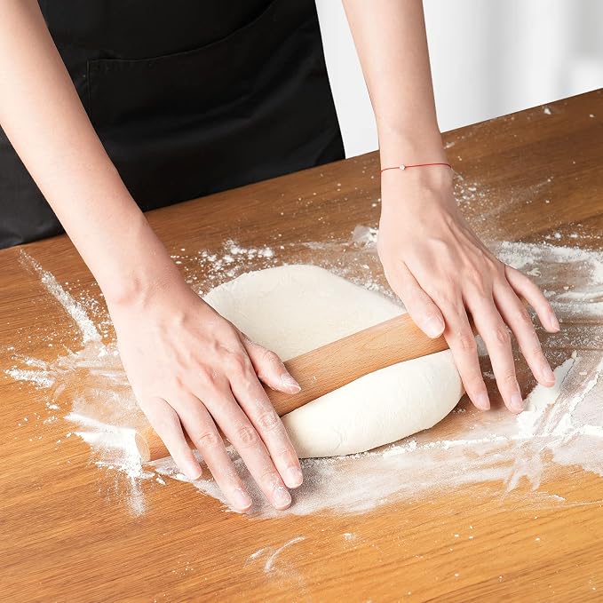 French Rolling Pin for Baking - AMPSEVEN Wooden Rolling Pin Dough Roller for Baking Pizza Pasta Dumpling Thin Pasta Piecrust 30CM 11.8inch