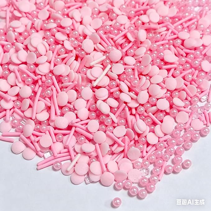 Sentovac Pink Sprinkles Edible Pink Round Confetti Jimmies Pearls for Cake Decorating Candy Cupcake Cookie Baking Donuts Ice Cream Dessert Decorations
