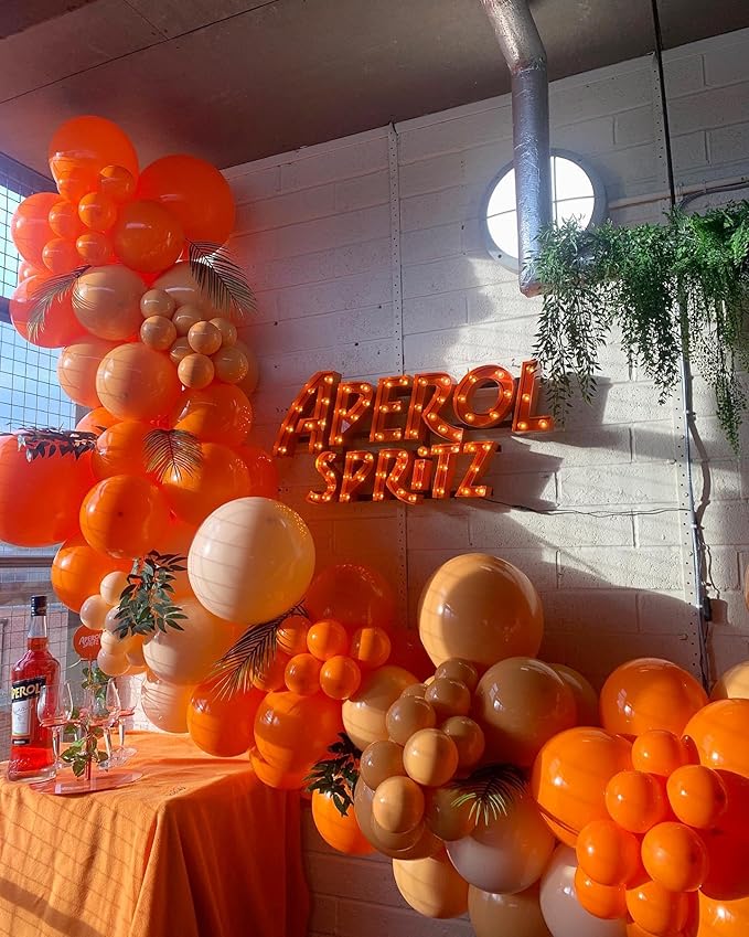 Orange Balloon Arch Kit, 143Pcs Matte Orange Latex Balloon Garland kit, 18 12 10 5 Inch Different Size Balloons for Thanksgiving Day Fall Theme Party Birthday Halloween Anniversary Decorations