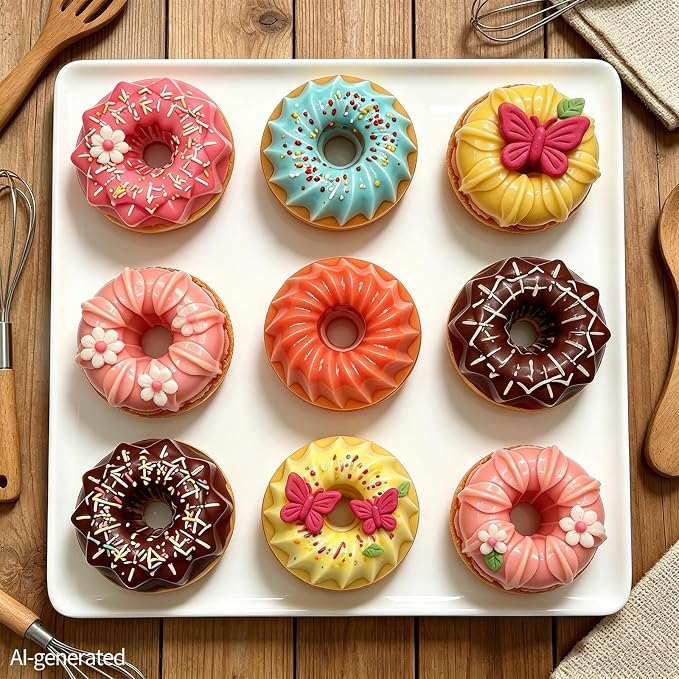 3 Pcs Mini Fluted Cake Pan, 6-Cavity Fluted Tube Pan Silicone Non-stick Mini Jello Molds for Gelatina Cakes, Donuts, Brownies, Muffins