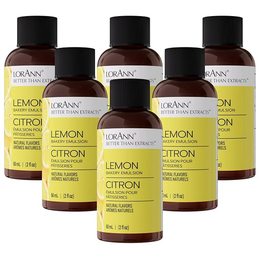 Lorann Oils Lemon Bakery Emulsion: Perfect for Amplifying Citrus Tones in Cakes, Cookies & Desserts, Gluten-Free, Keto-Friendly, Lemon Extract Alternative Essential, 2 oz, 6 Pack