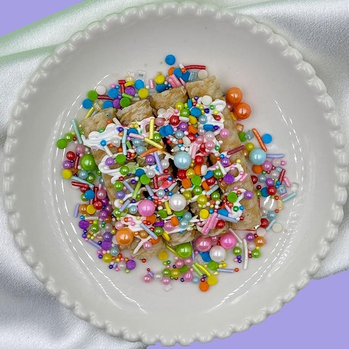 Rainbow Sprinkles for Cake Decorating, 4.6Oz Pastel Jimmies and Pearls Sprinkles Mix for Donut Cookie Baking Brownies Cupcake Ice Cream Toppings
