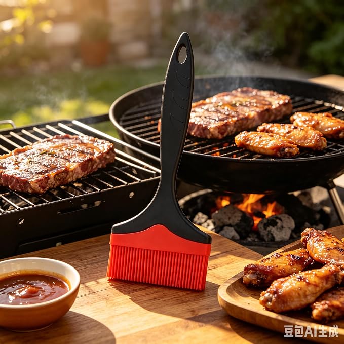 Large Wide Head Basting Brush, Food-Grade Silicone Durable Steel Core Heat Resistance Removable Silicone Brush Head, Dishwasher Safe Hanging Hole Cooking Brush for Baking Glazing Barbecue Sauce