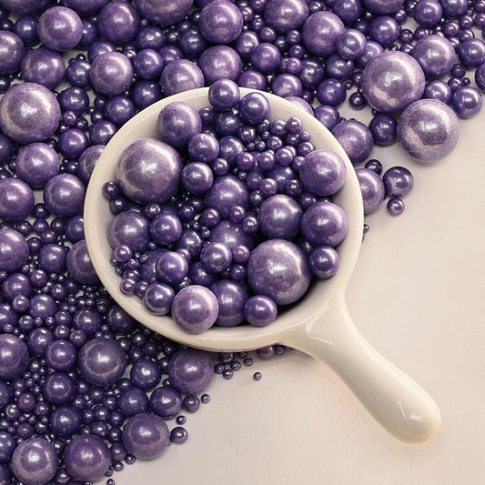 Edible Pearl Sprinkles for Cake Decorating – 26 Colors Mixed Size Sugar Pearls for Cakes, Cupcakes, Cookies, Donuts & Ice Cream | Gluten Free, Food Grade Wedding Valentin's Day And other festival cakes are used for deconration | By Zali(Violet Purple)