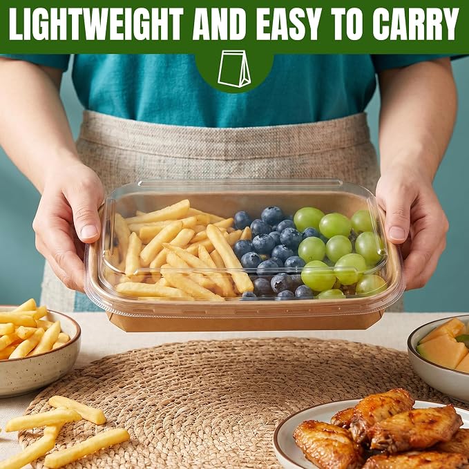 30 Pack 25oz Charcuterie Boxes with Clear Lids, To Go Paper Charcuterie Box with Lid, 10 x 6.3 x1.8in Disposable Bakery Take Out Containers for Desserts, Cookie, Charcuterie, Snack and Fruit