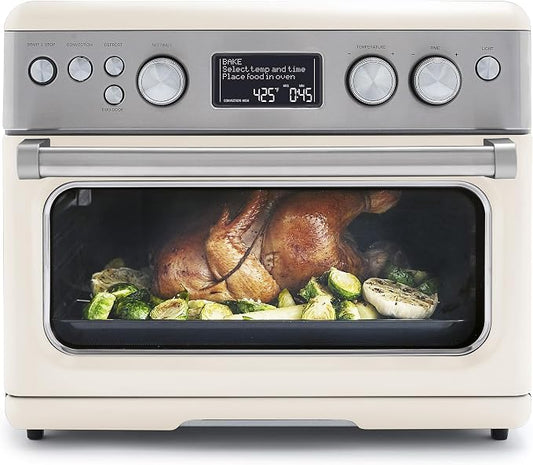 GreenPan 13-in-1 Elite Countertop Convection Oven & Air Fryer, PFAS-Free Ceramic Tray & Pizza Pan, Adjustable Racks, Multifunction Presets, Toaster, Bake, Broil, Roast, Proof, Dehydrate, Cloud Cream