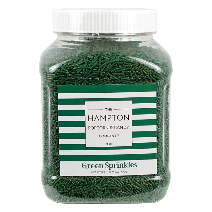 Green Sprinkles Jimmies 1.98 Pounds Container, Sprinkles For Cake Decorating, Cake Sprinkles, Sprinkles For Baking, Ice Cream & More, The Hampton Candy Company