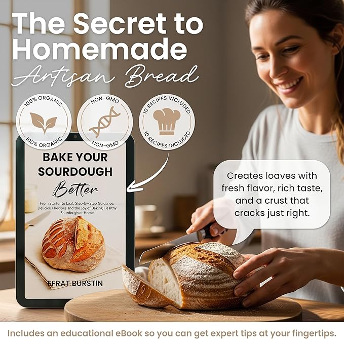 ERNEY Dehydrated Organic Rye Sourdough Starter 21.6 g Per Sachet for Bread Making - Perfect Rise Organic Sourdough Bread Flour with Instruction - Versatile Homemade Pastry Flour Perfect for Artisan Loaf Pizza Muffins