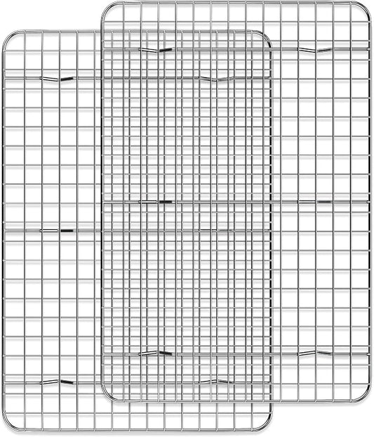 Cooling Rack for Baking 2-Pack, 15 x 10 Inches Baking Rack, Stainless Steel Wire Cookie Rack Fits Jelly Roll Sheet Pan, Oven Safe for Cooking, Roasting, Grilling