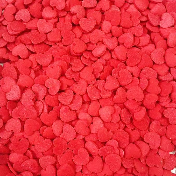 PhilaeEC Red Heart Shaped Sprinkle Edible for Cake Decoration Vanlentine Confetti Cake Baking Cookie Cupcake Toppers Decoration Vanlentine Halloween Christmas Supplies
