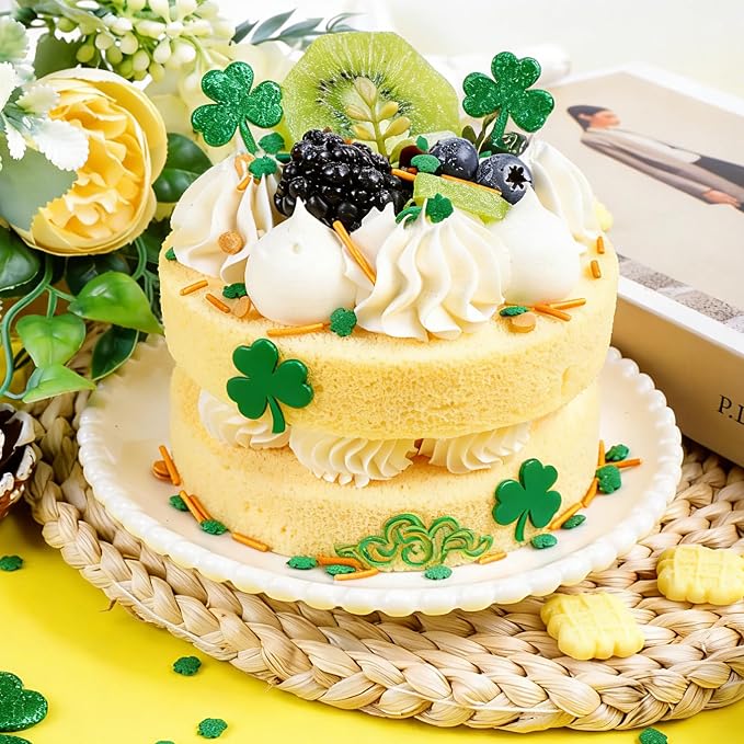 St Patricks Day Sprinkles, 4.3oz Edible Green Shamrock Sprinkles Mix Jimmies Confetti for Baking Cupcakes Cookies Dessert