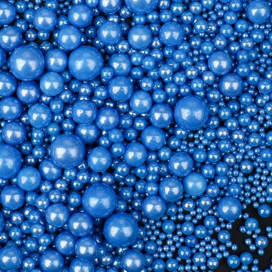 Blue Sprinkles for Cake Decorating, 130g/4.6oz Edible Royal Blue Pearl Sprinkles Mix, Sugar Candy Pearls for Baking, Cookie Decorations and Cupcake Toppings, Wedding Party Supplies